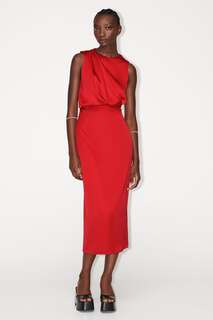 Атласное платье миди Zara, красный