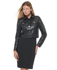 Куртка из искусственной кожи на пуговицах спереди DKNY, черный