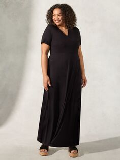 Черное трикотажное платье макси Live Unlimited Curve, черный