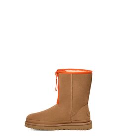 Угги UGG Classic Short Zipper Tape Logo, каштановый