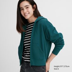 Укороченная толстовка Sweat на молнии Uniqlo, зеленый