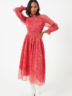 Платье миди French Connection Billi с абстрактным точечным принтом, горько-сладкий