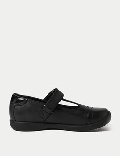 Детские кожаные школьные туфли с Т-образными перемычками (8 маленьких — 1 большой) Marks &amp; Spencer, черный