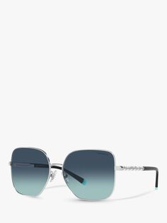 Женские квадратные солнцезащитные очки Tiffany &amp; Co TF3078, серебристо-синий с градиентом