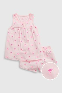Полосатая пижама без рукавов и шорты Gap, розовый