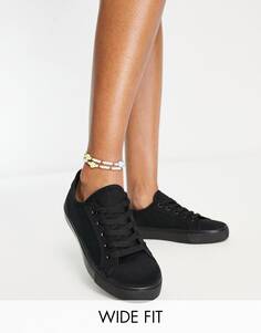 Черные рваные кроссовки на шнуровке ASOS DESIGN Wide Fit Dizzy