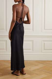 REFORMATION льняное платье макси Selia с открытой спиной, черный