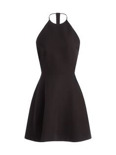 Мини-платье Davina из эластичного крепа с украшением Halston, черный