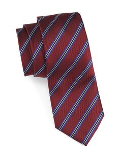 Шелковый жаккардовый галстук в полоску Emporio Armani, красный