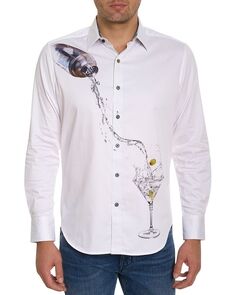Рубашка классического кроя на пуговицах с принтом Moxy из хлопковой смеси Robert Graham