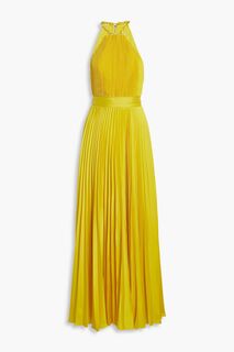 Атласное платье макси Alycia со складками ALICE + OLIVIA, желтый