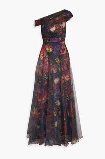 Платье Jada на одно плечо из жатой органзы с цветочным принтом THEIA, разноцветный