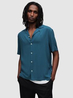 Рубашка с коротким рукавом AllSaints Venice, нефритовый синий