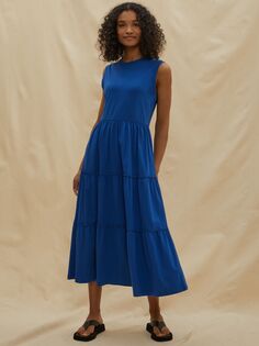 Многоярусное платье-миди без рукавов Albaray, синее