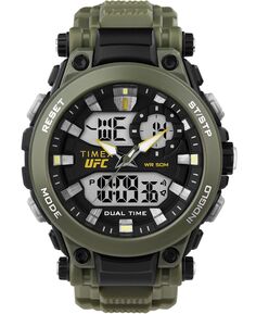 Мужские кварцевые часы UFC с ударной смолой, зеленые, 50 мм Timex
