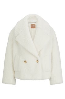Пальто Boss Oversize-fit In Faux Teddy Fabric, белый