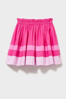 Розовое расклешенное хлопковое платье с цветными блоками Crew Clothing Company, розовый