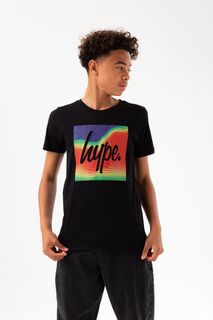 Черная футболка для мальчика с принтом в виде коробки Hype, черный
