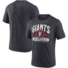 Мужская фирменная футболка с древесно-угольным рисунком San Francisco Giants Badge of Honor Tri-Blend Fanatics
