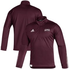 Мужская темно-бордовая куртка Mississippi State Bulldogs 2021 Sideline Primeblue с молнией на четверть adidas