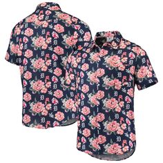 Мужская льняная рубашка на пуговицах с цветочным принтом FOCO Detroit Tigers