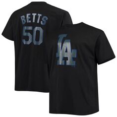 Мужская черная фирменная футболка Mookie Betts Los Angeles Dodgers Big &amp; Tall с надписью «Имя и номер» Fanatics
