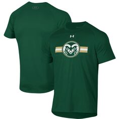 Мужская зеленая футболка реглан в полоску с логотипом Colorado State Rams Under Armour