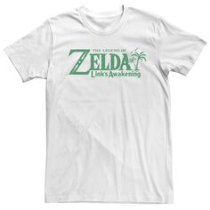Мужская зеленая футболка с короткими рукавами и надписью Nintendo Link&apos;s Awakening Palm Trees Licensed Character