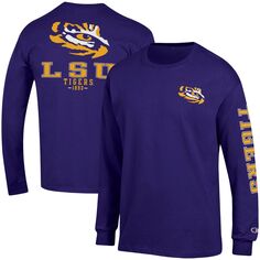 Мужская фиолетовая футболка с длинным рукавом LSU Tigers Team Stack Champion