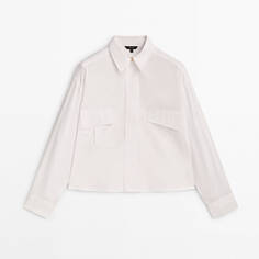 Рубашка Massimo Dutti Cropped Poplin With Pockets, белый