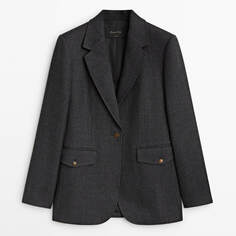 Пиджак Massimo Dutti Twill With Buttons, темно-серый