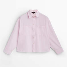 Рубашка Massimo Dutti Cotton Chambray With Pockets, розовый