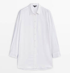 Рубашка Massimo Dutti Flowing Lyocell Blend Oversize, белый