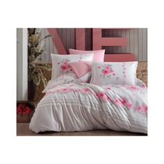 Розовый Комплект постельного белья Clasy Lovers V1 Ranforce с двойным пододеяльником