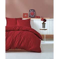 Комплект постельного белья Хлопковая коробка, комплект элегантных атласных двойных пододеяльников в полоску, бордовый красный Cotton box