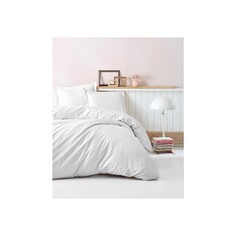 Хлопковый Комплект постельного белья Elegante в полоску, белый Cotton box