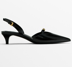 Мюли Massimo Dutti Slingback With Decorative Metal Detail, черный