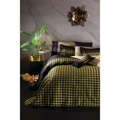 Комплект постельного белья Хлопковое покрывало и пододеяльник для двуспальной кровати с подсветкой, ослепительно зеленый, черный Cotton box