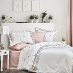 Комплект постельного белья с кружевным хлопковым атласным жаккардовым покрытием - Delfina Dantela
