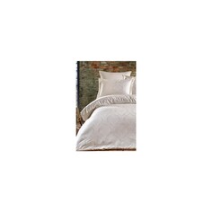 Комплект постельного белья из кружевного жаккардового хлопка и атласа - кремовый Parashie Dantela