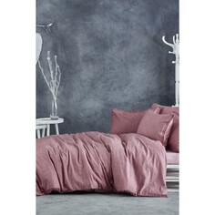 Ecocotton Larren King Size Комплект постельного белья из 100% органического хлопка, атласная пудра с вышивкой, 220X240 см