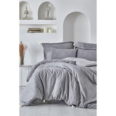 Комплект постельного белья Doga King Size из экохлопка, 100% органический хлопок, муслин, серый цвет, 240X220 см Ecocotton