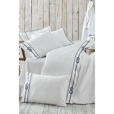 Комплект постельного белья Ecocotton Route из 100% органического хлопка, атласа с вышивкой, белого цвета, 200X220 см