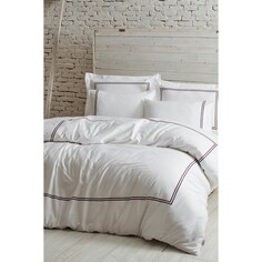 Комплект постельного белья Ecocotton Line из 100% органического хлопка, атласа с вышивкой, белого цвета, 200X220 см