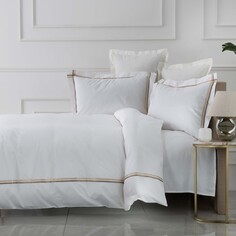 Karaca Home White Collection Valse Бежевый атласный комплект в полоску из перкаля, Комплект постельного белья