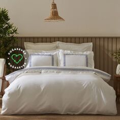 Комплект постельного белья Karaca Home Dakota Bamboo с вышивкой цвета индиго