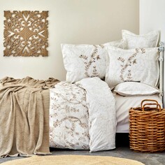 Karaca Home Delfina Бежевый хлопковый Комплект постельного белья Комплект одеял