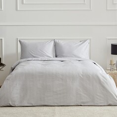 Комплект постельного белья Karaca Home Josef Серый атласный комплект в полоску с двойным пододеяльником