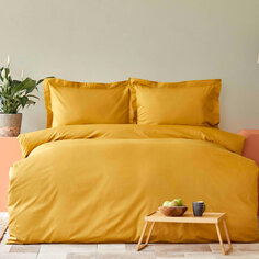 Karaca Home Back To Basic Комплект постельного белья светло-горчичного цвета