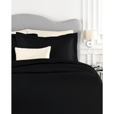 Комплект постельного белья из атласа в полоску размера «king-size» Madame Coco Elicia — черный